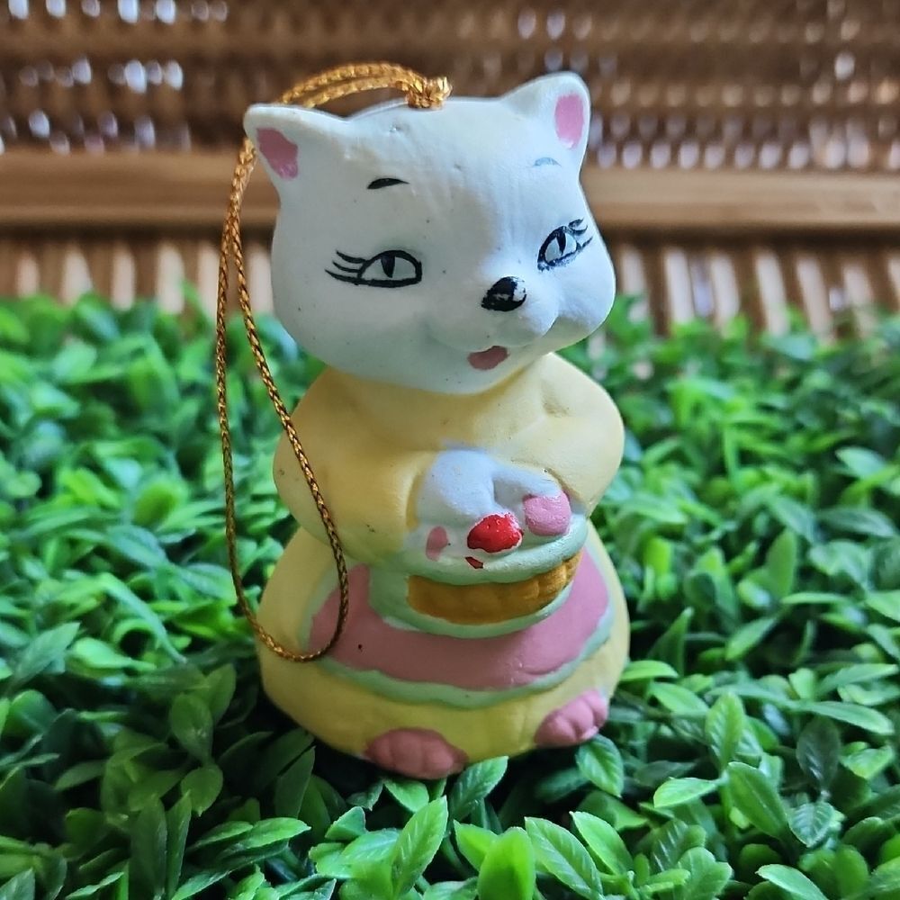 Vintage Cat Bell With Porcelain Clapper In Original Box